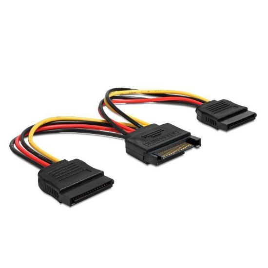 Εικόνα της SATA CABLE ΤΡΟΦΟΔΟΣΙΑΣ 15pin ΣΕ 2x15pin 15cm (κλεφτης2συσκ)