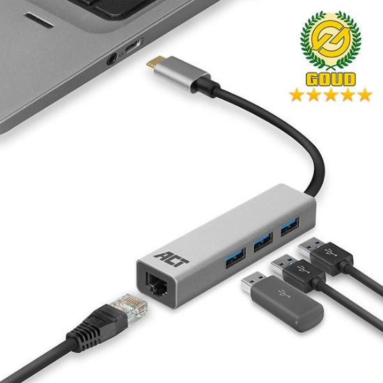 Εικόνα της USB 3.2 Type-C to Gigabit Ethernet Network Adapter & Hub 3-Port
