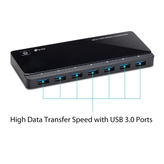 Εικόνα της HUB 7 PORT USB 3.0 ME ΤΡΟΦΟΔΟΤΙΚΟ & 2 Θύρες Φόρτισης