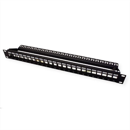 Εικόνα της KEYSTONE PANEL CAT6 1U 24P.ΚΕΝΟ (Με Στήριγμα καλωδίων&Γείωση ) μαύρο