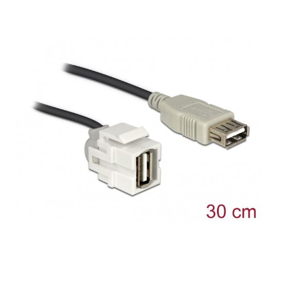 Εικόνα της Keystone Module USB 2.0 A fem to USB 2.0 A fem 250° with cable