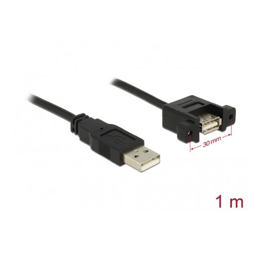 Εικόνα της Cable USB 2.0 Type-A male > USB 2.0 Type-A female panel-mount 1 m