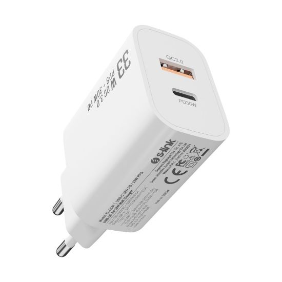 Εικόνα της CHARGING ADAPTER WALL 1xTYPE-C PD30W & 1xUSB-A QC 3.0 18W
