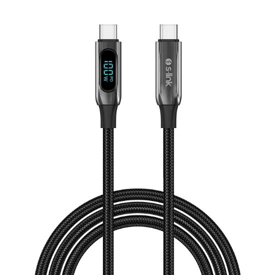 Εικόνα της USB CABLE Type-C male to type-C male 1m Armor LED data&charge 100W