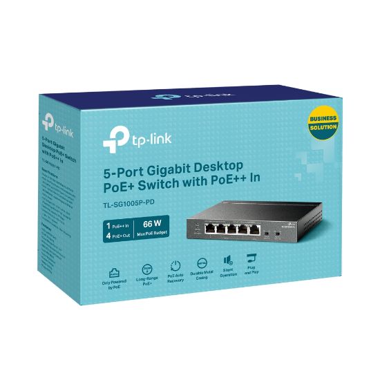 Εικόνα της SWITCH 5-Port Gigabit with 1-Port PoE++ in and 4-Port PoE+ out  66W