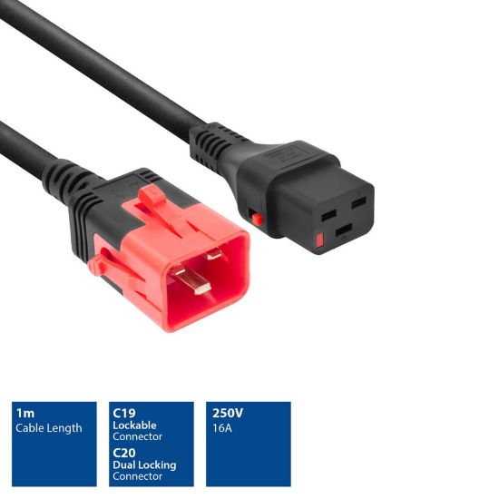 Εικόνα της Καλώδιο Επέκτασης Τροφ/ας C20 Dual Lock σε C19 Lock 1.2m μαύρο