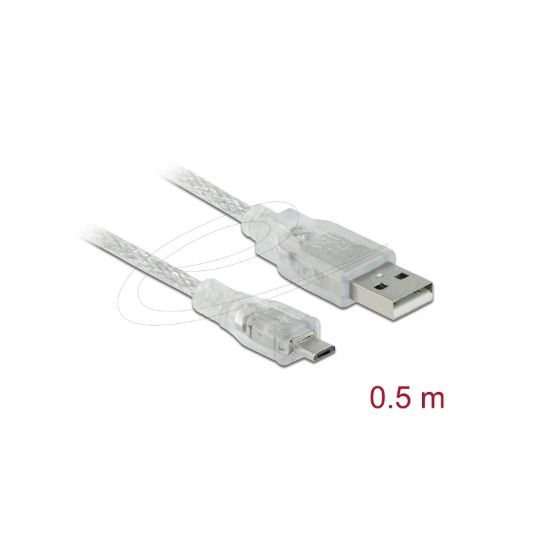 Εικόνα της USB cable type A-B Micro  V.2.0  0.5m transparent