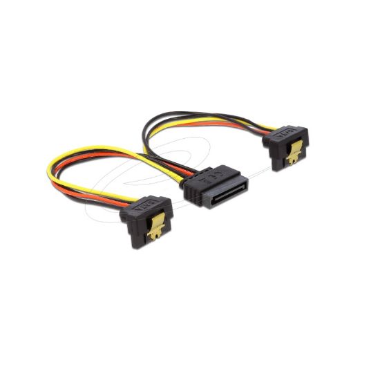 Εικόνα της SATA CABLE ΤΡΟΦ 15pin ΣΕ 2x15pin 15cm γωνιακο (κλεφτης2συσκ)
